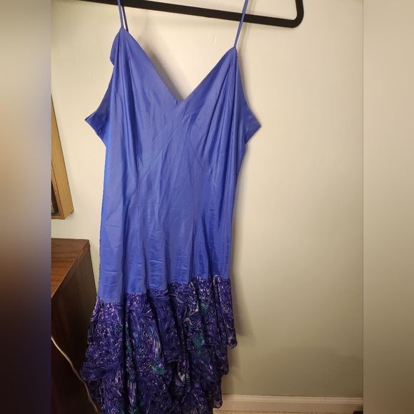 Ann Hobbs Saks Fifth avenue 80s dress ruffled floral spaghetti strp sz 10 - Picture 1 of 6